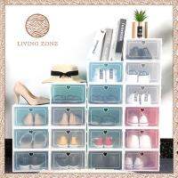 Living Zone กล่องใส่รองเท้า พับเก็บได้ ต่อกันได้หลายชั้น สีพาสเทล ?ฝารูปหัวใจ?