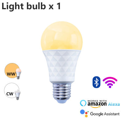 Dimmable Smart Light Bulb E27 LED Lamp WiFI Bluetooth ColdWarm White Ball Bulbs Work with AlexaGoogle Assistant AC180-240V