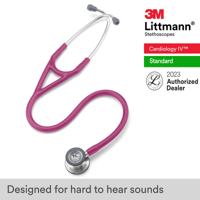 3M Littmann Cardiology IV Stethoscope, 27 inch, #6159 (Rose Pink Tube, Standard-Finish Chestpiece, Stainless Stem and Eartubes)