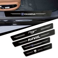 [HOT ZQQIUZWREKW 111] 4Pcs คาร์บอนไฟเบอร์ประตู Sill Strip สติกเกอร์สำหรับ Haval Jolion H6 2021 H3 H2 H5 M4 F7 X H9 H8 H2S Coupe HB 02 HB 03