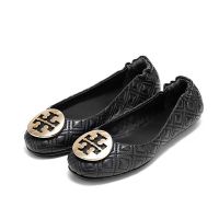 Rhombus embroidery thread Tory burchˉ2023 new explosive egg roll shoes womens leather soft bottom round toe slip-on ballet shoes for women