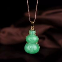 แกะสลักธรรมชาติสีเขียวหยกมะระจี้จีนรักสร้อยคอเสน่ห์ Jadeite เครื่องประดับแฟชั่นโชคดีผู้ชายผู้หญิงพระเครื่องของขวัญ