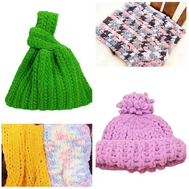 100g Finger Knitting Yarn Chenille Yarn Crochet Cotton Yarn Polyester Wool  Hand-Knitted Blanket Mat Scarf Crochet Knitting Yarn (Color : 0555)