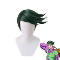 Rohan Kishibe สีเขียววิกผมสั้นคอสเพลย์ Jojo Bizarre Adventure Props ผมสังเคราะห์ทนความร้อนผู้ชายปาร์ตี้บทบาทเล่นวิกผมหมวก