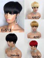 Popular Collection ? Real Human Hair Full Top Short Hair Wig Sheath Natural Black Brown Red Can Be Dyeing And Perming