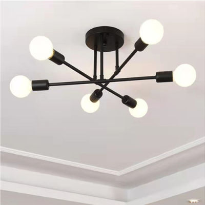 E27 Modern Chandelier Ceiling Lamp Iron Minimalist Personality Creative LED Lighting For Home Bedroom Bathroom Gold Black