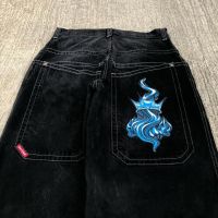 【YD】 Y2k Baggy Jeans Print Ightning Pattern Embroidered Gothic Grunge Pants