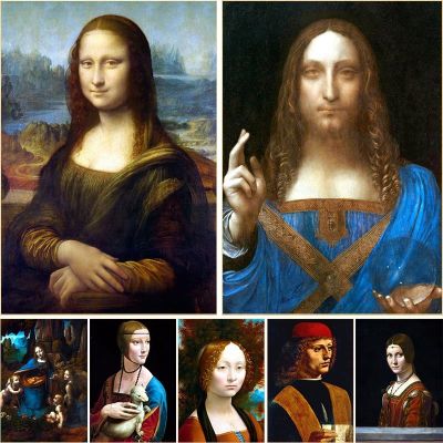 ที่มีชื่อเสียง Leonardo Da Vinci งานศิลปะ Mona Lisa Salvator Mundi โปสเตอร์ภาพวาดผ้าใบพิมพ์ภาพผนังสำหรับห้องนั่งเล่นตกแต่งบ้าน