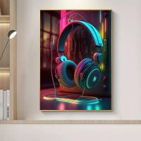 2023 ☊ Watercolor Cool Headphone Dj Music Poster And Print Canvas Painting Animal Wall Art For Living Room Home Decor No Frame