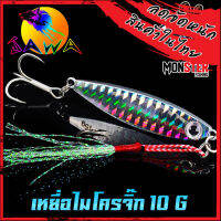 เหยื่อปลอม เหยื่อตกปลา ไมโครจิ๊ก JIG 10 G.และชุดเบ็ด พร้อมใช้งานBY JAWA (เหยื่อสะท้อนแสง)