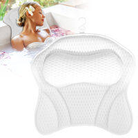 3D Relaxing Bath Pillow with 4 Strong Suction Cups Ergonomic Home Spa Headrest for Neck Back Support Breathable Mesh Bathtub