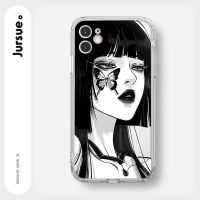 JURSUE เคสไอโฟน เคสซิลิโคนนุ่มกันกระแทกใสการ์ตูนน่ารักตลก เคสโทรศัพท์ Compatible for iPhone 15 14 13 12 11 Pro Max SE 2020 X XR XS 8 7 Plus พลัส Y3444