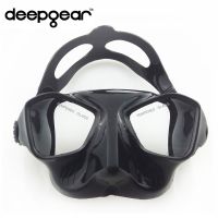 DEEPGEAR หน้ากากดำน้ำซิลิโคนสีดำหน้ากากดำน้ำในปริมาณต่ำ,หน้ากากดำน้ำกีฬาประเภท Spearfishing