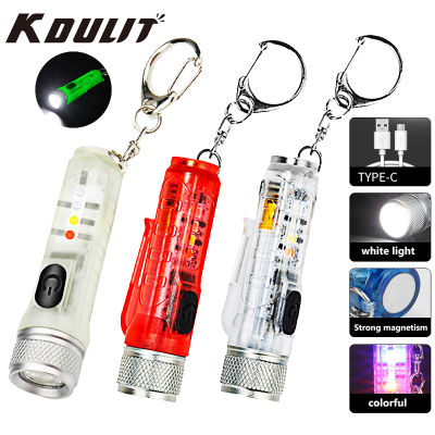 KDULIT LED Mini Flashlight Keychain Light Multi Mode Portable Lamp Magnetic Repair Outdoor Pocket Lanterm Ultraviolet Flashlight