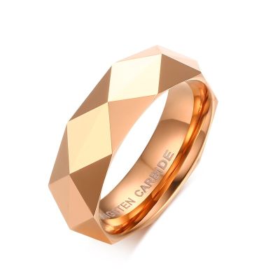 2021Stylish Mens Tungsten Rings Faceted Wedding Band Men High Polished Beveled Edge Comfort Rose Gold Silver Color