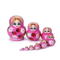 10pcs Strawberry Flower Girl Nesting Dolls Matryoshka Russian Doll Set Toys Hand Painted Toy Accessories Birthday Gift