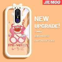 เคส JIUMOO สำหรับ OPPO F11 A9 A9X 2019เคสการ์ตูนแฮปปี้สตรอเบอร์รี่หมีแพทเทนสีสันสดใสน่ารักน้อยมอนสเตอร์สเตอร์กล้องนิ่มสำหรับเลนส์กันกระแทกแบบใสเคสมือถือความคิดสร้างสรรค์โปร่งใสเรียบง่ายฝาครอบป้องกันซิลิโคน