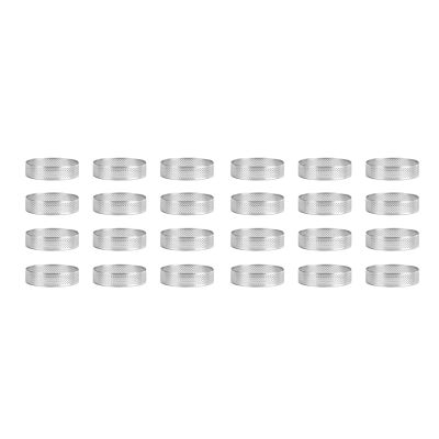 24 Pack Stainless Steel Tart Rings 3 In,Perforated Cake Mousse Ring,Cake Ring Mold,Round Cake Baking Tools