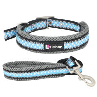 Reflective Dog Leash Collar Adjustable Printed Mesh Nylon Durable Dog Collar for Small Medium Large Pets Collars Leashes Set