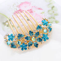 Inserted Plate Crystal Headwear The Hairpin Hair Seven-tooth Comb Of Love Elegant Flower