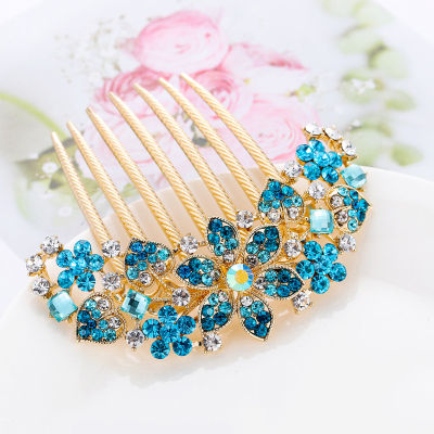 Crystal Diamond Back Comb Inserted Headwear Into Plate Hairpin Of Temperament Flower Love