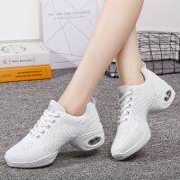 Lightweight Fly Weave Breathable Dance Sneakers Women Lace-Up Platform Modern Jazz Shoes Ladies Non-Slip Sports Walking Shoes