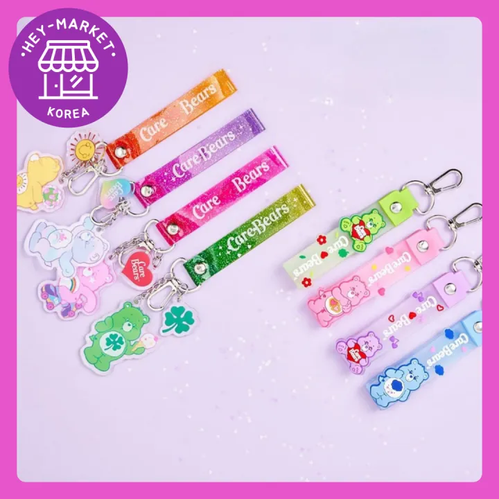 [daiso Korea] Carebears Strap & Strap Keyring   Rainbow Bears 