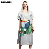 Hiturbo เสื้อคลุม ผ้าขนหนู ไมโครไฟเบอร์ พร้อมกระเป๋าฮู้ด สําหรับดําน้ํา เล่นเซิร์ฟ ว่ายน้ํา