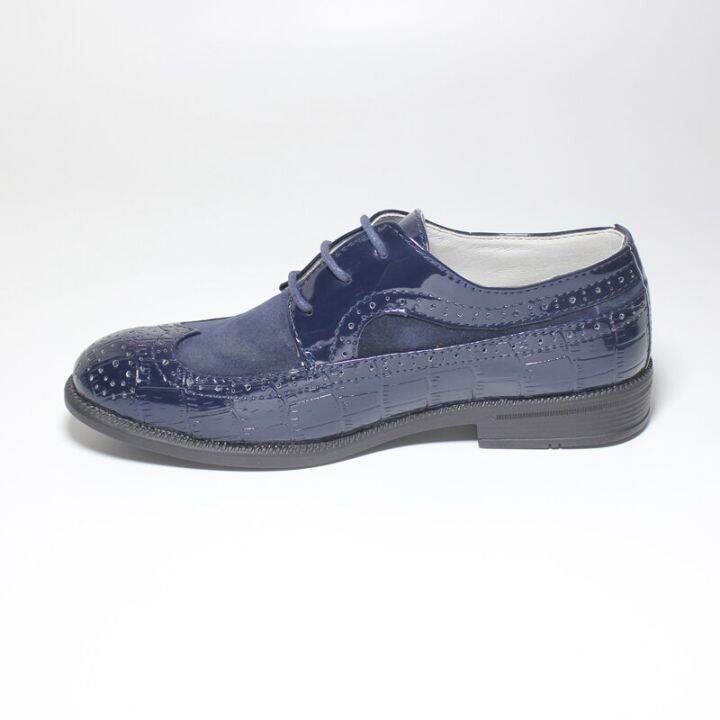 2022ฤดูใบไม้ผลิและฤดูใบไม้ร่วงชายรองเท้าอย่างเป็นทางการ-navy-blue-suede-faux-สิทธิบัตรหนังทารก-junior-communion-party-งานแต่งงานพรหม-brogue