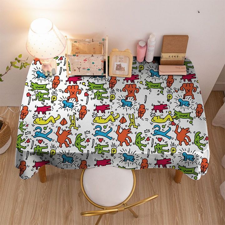 m-q-s-ผ้าปูโต๊ะ-ตัวการ์ตูนเพ้นท์มือ-ผ้าปูโต๊ะอาหารน่ารัก-ผ้าปูโต๊ะคอมพิวเตอร์-โต๊ะอาหาร-เสื่อโต๊ะชาที่บ้านกันฝุ่น-ผ้าคลุมโตีะอาหาร