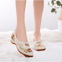 COD DSFGERERERER Ethnic Style Canvas Shoes Fashion Embroidered Flat Shoes