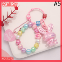 Variety ✨Hot Sale✨ พวงกุญแจรูปเป็ดน่ารักสีลูกกวาดพวงกุญแจลูกปัดรูปรอยยิ้มกระเป๋าเป้สะพายหลังสำหรับผู้หญิงจี้เปลือกตัวอักษรสำหรับ airpods Pro