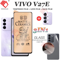 (3 in 1)ฟิล์มกระจก For VIVO V27E  ฟิล์มกระจก ฟิล์มกันรอยโทรศัพท์ ฟิล์ม ฟิล์มกล้อง ฟิมล์กล้อง ฟิล์มติดกล้อง ฟิล์มหลัง ฟิมหลัง ฟิล์มกระจกนิรภัยกันแสงสีฟ้าเต็มจอกระจกนิรภัยกันรอยความเป็นส่วนตัวแบบเต็มหน้าจอฟิล์มป้องกันเซรามิกแบบนิ่ม