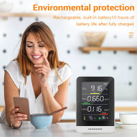 5 in 1 CO2 Meter Digital Temperature Humidity Sensor Tester Air Quality Monitor Carbon Dioxide Tvoc Hcho Detector