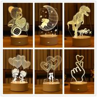 Romantic Love 3D Acrylic Led Lamp for Home Childrens Night Light Table Lamp Birthday Party Decor Valentines Day Bedside Lamp Night Lights