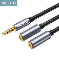 【jw】☽☌卍  3.5mm Male to Female Aux Cable Audio Extension Headphone Y Splitter with Microphone 4-Pole HiFi Stereo 2 Ports