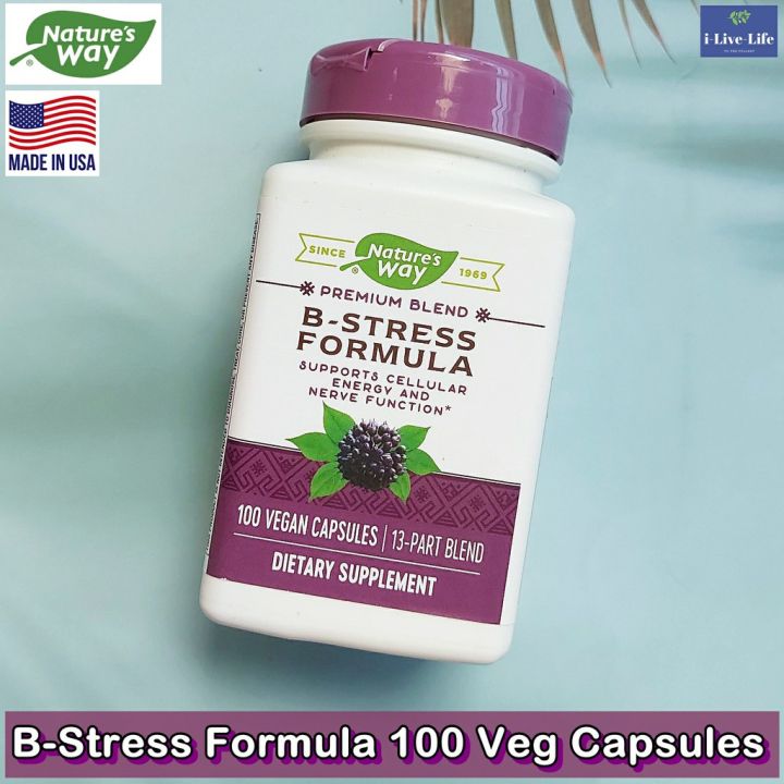 วิตามินบี-สูตรโสมไซบีเรีย-b-stress-formula-100-veg-capsules-natures-way