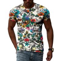 Summer Hand Painted Flora and Fauna graphic t shirts Men 3D Personality Printing Tees Unisex Creative Harajuku Short Sleeve Tops