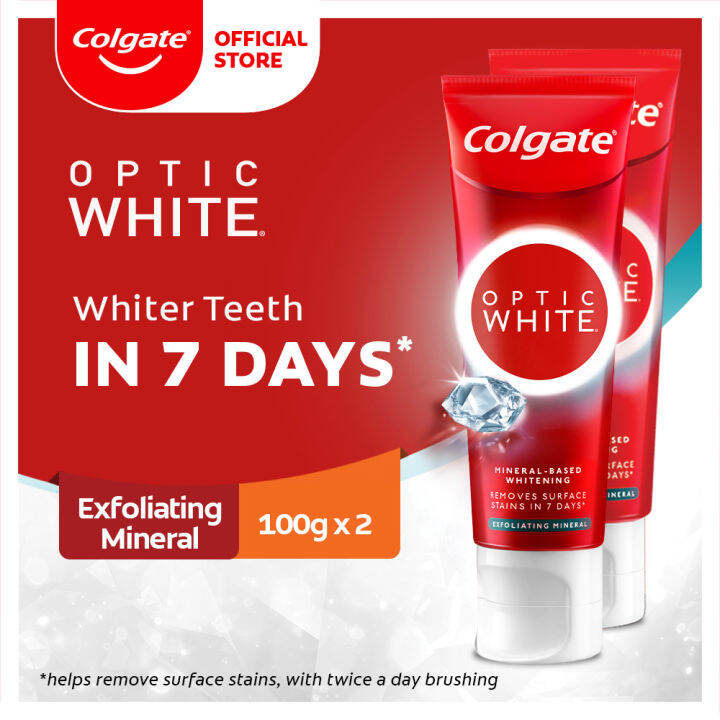 Colgate Optic White Exfoliating Mineral Toothpaste 100g x 2