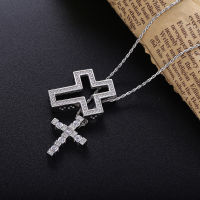 Slovecabin 925 Sterling Silver Italy Luxulry Double Cross Move D Letter Chain Belle Epoque Zircon Pendant Necklace Jewelry