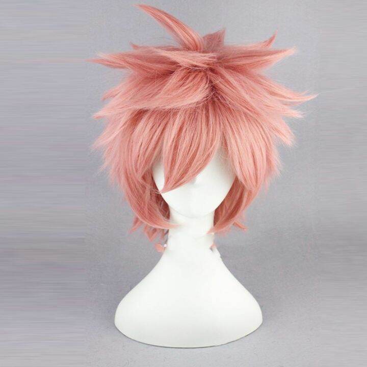 cos-imitation-fairy-tail-natsu-dragneel-wig-30cm-short-straight-wig-for-man-women-unisex-costume-cosplay-wig-pink-hollween-christmas-party