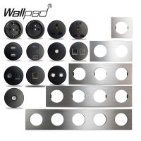 Wallpad L6 Silver Brushed Aluminum Black EU French Power Socket USB Charger RJ45 CAT6 HDMI Audio Modules DIY Free Combination