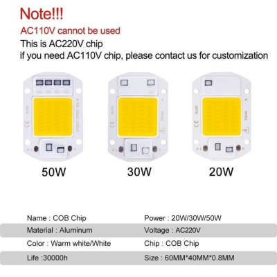 9ชิ้นซังหลอดไฟ LED ชิป AC 220โวลต์หลอดไฟ LED 20วัตต์30วัตต์50วัตต์ IP65พลังงานสูงสมาร์ท IC DIY น้ำท่วมหลอดไฟสปอตไลกลางแจ้งชิปโคมไฟ