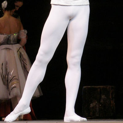 Mens Ballet dance tights Full Length Leggings Ballet Costume training pants pantyhose Lycra Elastic Waistband White Black