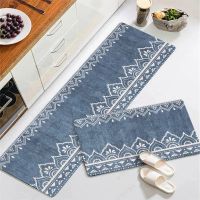 QSR STORE Kitchen Mat Set Blue Carpet Anti-Slip Absorbent Bathroom Toilet Rug Long Bedroom Living Room Entrance Doormat Modern Home Decor