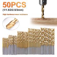 1/1.5/2/2.5/3mm Titanium Coated Drill Bits HSS High Speed Steel Drill Bits Set For 50pcs Metal Wood Drilling Tools