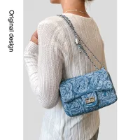 Original design กระเป๋าเพชรสไตล์ชาแนลสำหรับผู้หญิง 2023 กระเป๋าสะพายแฟชั่นกระเป๋าผ้าใบฤดูใบไม้ร่วงและฤดูหนาวใหม่กระเป๋าสะพายข้างกระเป๋าสี่เหลี่ยมขนาดเล็ก