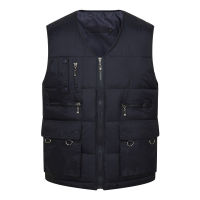 Winter Men Cotton Warm Vest Waistcoat Male Sleeveless Jacket With Many Pockets Vest Casual Baggy Zipper For Man Plus Size CYL48