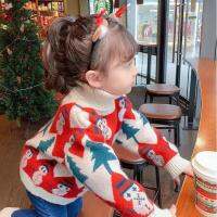 [Childrens clothing] หญิง39เสื้อกันหนาวแบบสวมหัวหนา2022ใหม่สำหรับเด็กอายุ39ปีเสื้อถักคอปกสูงให้ความอบอุ่นในฤดูหนาวตะวันตกเสื้อถักลายคริสต์มาส39ปี