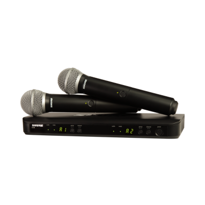ไมค์ SHURE BLX288 / PG58 ชุดไมค์ลอย ไมค์คู่ ไมค์ไร้สายเสียงดี Wireless Dual Vocal with two Handheld Transmitters